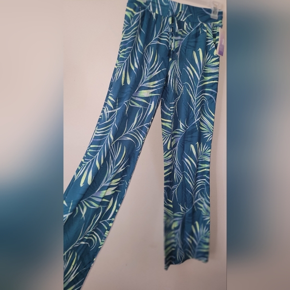 Ladies XS Stars Above Teal tropical pajama pants - bnwt flowy - Picture 2 of 7